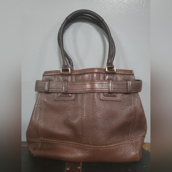 Coach Hamptons Brown Pebbled Leather Tote - Picture 2 of 9